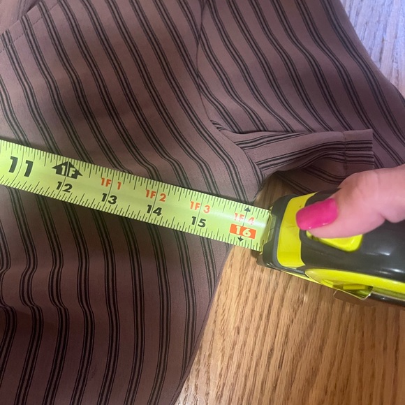 Zara Ruffled Ruched Dress In Striped Brown- Size large - Picture 5 of 7